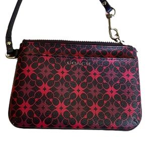 Coach navy/pink patterned wristlet